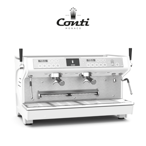 เครื่องชงกาแฟ Conti รุ่น Ultima สีขาว - ผลิตแบบ Handmade ในประเทศโมนาโก เป็นเครื่องชงกาแฟ Espresso (เอสเพรสโซ) หรือ Semi Automatic (กึ่งอัตโนมัติ) UCC จำหน่าย
