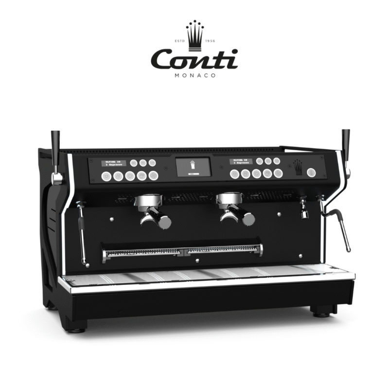 เครื่องชงกาแฟ Conti รุ่น Ultima สีดำ - ผลิตแบบ Handmade ในประเทศโมนาโก เป็นเครื่องชงกาแฟ Espresso (เอสเพรสโซ) หรือ Semi Automatic (กึ่งอัตโนมัติ) UCC จำหน่าย